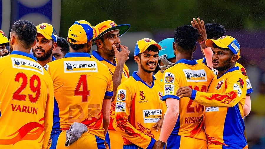 X | Dindigul Dragons
 : Dindigul Dragons team celebrates victory in their Tamil Nadu Premier League 2024 opener match against Ba11sy Trichy 